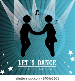 Dance design over blue background, vector illustration.