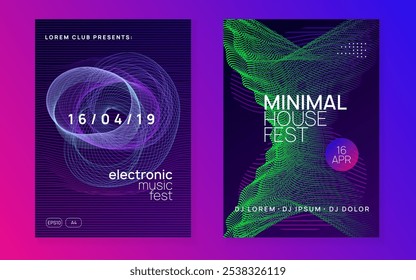 Dance Design. Pink Party Background. Nightclub Radio Invitation. Music Magazine. Blue Fest Banner. Techno Electro Template. Trance Vector. Green Dance Design