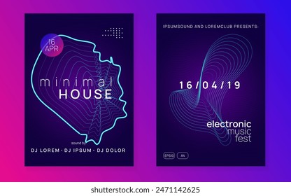 Dance Design. Psychedelic Audio Invitation. Green Edm Magazine. Discotheque Set. Violet Techno Poster. Electro Cover. Dj Trance Element. Blue Dance Design