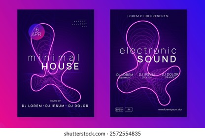 Dance Design. Trance Vector. Green Edm Flyer. Nightclub Radio Invitation. Violet Techno Banner. Dj Event. Fest Festival Element. Blue Dance Design