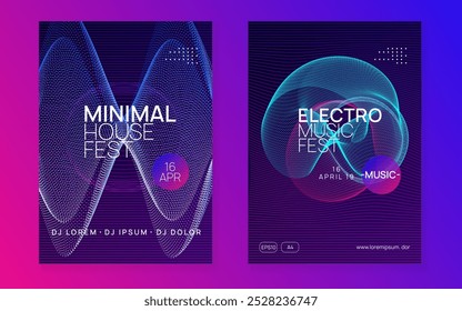 Dance Design. Violet Music Banner. Green Dj Set. Party Electro Element. Nightclub Radio Invitation. Festival Vector. Night Club Magazine. Pink Dance Design