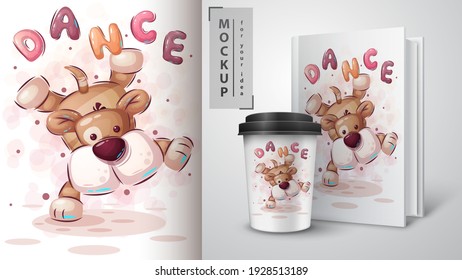 Dance dog - poster and merchandising. Vector eps 10