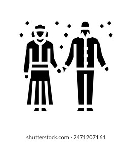 dance elderly leisure glyph icon vector. dance elderly leisure sign. isolated symbol illustration
