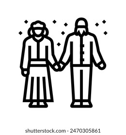 dance elderly leisure line icon vector. dance elderly leisure sign. isolated contour symbol black illustration