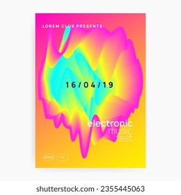Dance Event. Abstract Pattern For Brochure Vector. Trendy Electro Flyer. Fun Effect For Cover. House And Show Layout. Pink And Blue Dance Event