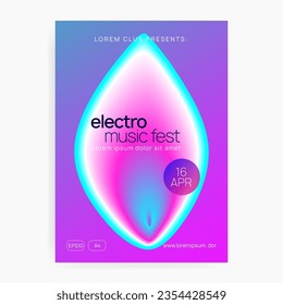 Dance Event. Bright Electronic Party. Indie Glitch For Brochure. Creative Pattern For Set Shape. Sound And Exhibition Template. Purple And Blue Dance Event