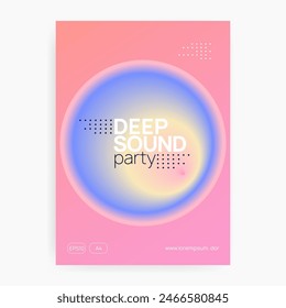 Dance Event. Bright Sound Fest. Electro And Concert Design. Wavy Effect For Cover. Minimal Pattern For Set Vector. Pink And Blue Dance Event
