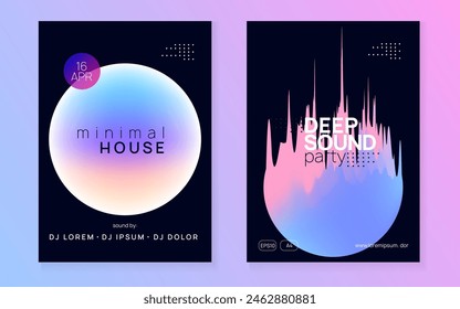 Dance Event. Cool Electro Party. Fun Art For Invitation. Futuristic Pattern For Set Design. Music And Carnival Vector. Pink And Blue Dance Event
