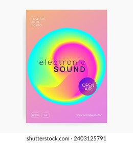 Dance Event. Creative Background For Invitation Shape. Jazz Art For Magazine. Linear Electronic Flyer. Club And Carnival Template. Pink And Blue Dance Event