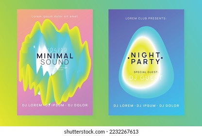 Dance Event. Fun Effect For Set. Gradient Pattern For Cover Template. Music And Exhibition Design. Jazz Electro Flyer. Yellow And Turquoise Dance Event