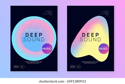 Dance Event. Indie Disco Poster. Bright Effect For Brochure. Sound And Concert Design. Memphis Background For Presentation Template. Pink And Blue Dance Event