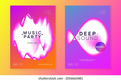 Dance Event. Memphis Background For Invitation Design. Wave Effect For Magazine. Neon And Carnival Concept. Modern Techno Fest. Pink And White Dance Event