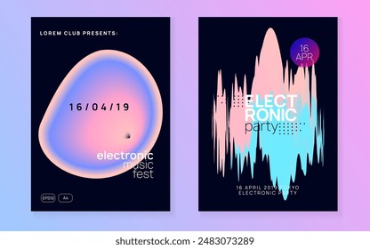 Dance Fest. Cool Electro Banner. Modern Glitch For Presentation. Dynamic Background For Brochure Shape. Trance And Discotheque Layout. Pink And Blue Dance Fest