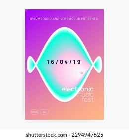 Dance Fest. Fun Glitch For Set. Elegant Background For Cover Template. Music And Carnival Design. Modern Techno Flyer. Pink And Turquoise Dance Fest