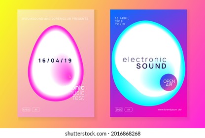 Dance Fest. Geometric Pattern For Brochure Concept. Wavy House Event. Sound And Discotheque Vector. Bright Art For Magazine. Blue And Pink Dance Fest