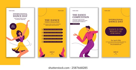 Dance Festival Social Media Stories Design  Hand Drawn Flat Background