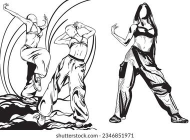 dance figure dancers dancehall street style dance style dance wear model graphic line art artwork 