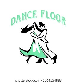 Dance floor with dancing couple vector illustration