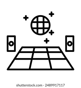 dance floor icon, sign, symbol in line style. Vector illustration