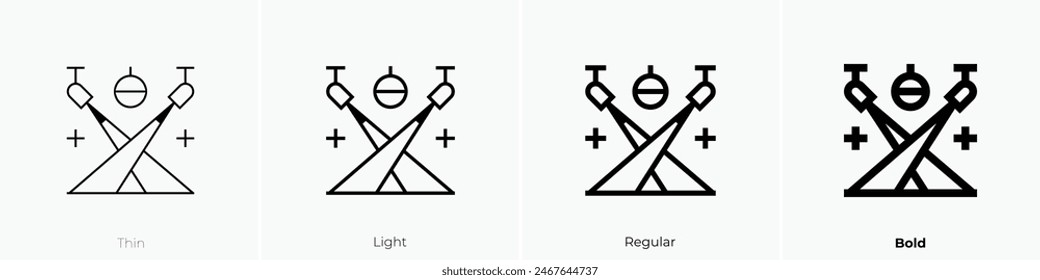 icono de la pista de baile. Diseño de estilo fino, ligero, regular y audaz aislado sobre fondo blanco