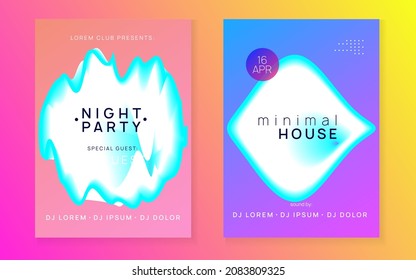 Dance Flyer. Abstract Pattern For Set Design. Cool Music Event. Wavy Effect For Invitation. Sound And Concert Vector. Turquoise And White Dance Flyer