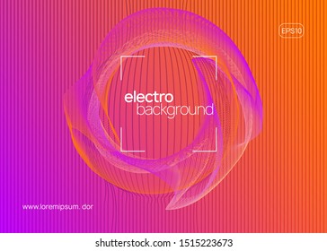Dance flyer. Dynamic fluid shape and line. Minimal discotheque invitation template. Neon dance flyer. Electro trance music. Techno dj party. Electronic sound event. Club fest poster.