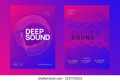 Dance flyer. Dynamic fluid shape and line. Digital show banner set. Neon dance flyer. Electro trance music. Techno dj party. Electronic sound event. Club fest poster.