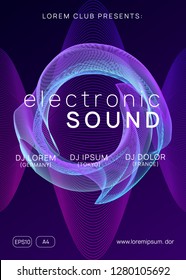 Dance flyer. Dynamic gradient shape and line. Digital show brochure layout. Neon dance flyer. Electro trance music. Techno dj party. Electronic sound event. Club fest poster.