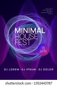 Dance flyer. Dynamic gradient shape and line. Wavy discotheque cover concept. Neon dance flyer. Electro trance music. Techno dj party. Electronic sound event. Club fest poster.