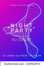Dance flyer. Dynamic gradient shape and line. Abstract discotheque invitation concept. Neon dance flyer. Electro trance music. Techno dj party. Electronic sound event. Club fest poster.