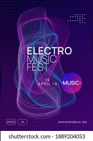 Dance flyer. Dynamic gradient shape and line. Trendy discotheque magazine concept. Neon dance flyer. Electro trance music. Techno dj party. Electronic sound event. Club fest poster.