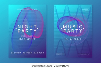 Dance flyer. Dynamic gradient shape and line. Futuristic concert cover set. Neon dance flyer. Electro trance music. Techno dj party. Electronic sound event. Club fest poster.