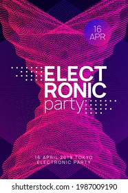 Dance flyer. Modern show invitation template. Dynamic gradient shape and line. Neon dance flyer. Electro trance music. Techno dj party. Electronic sound event. Club fest poster.