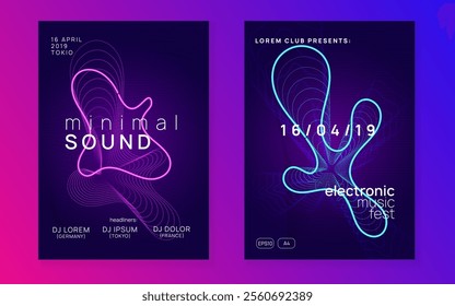 Dance Flyer. Violet Music Banner. Blue Night Club Set. Edm Concert Element. Dj Event. Electro Cover. Soundwave Radio Invitation. Green Dance Flyer