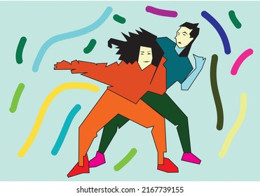 baile con ilustraciones de amigos de arte vectorial