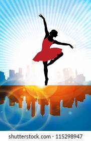 Siluetas de ballet de bailarina - vector