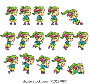 Dance girl game sprites for side scrolling action adventure endless runner 2D mobile game.
