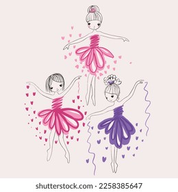 Dance girl illustration. Fashion girl tshirt print design and more