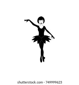 Dance girl silhouette isolated on white background. Ballerina. Ballet banner. Vector illustration. Ballet dancer, princess