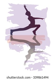 Dance girl silhouette on abstract background , vector illustration .