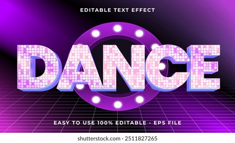 dance gradient text style effect template, 3D glow light editable text effect