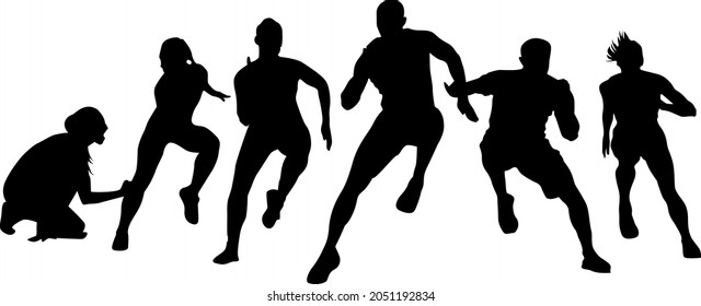Dance group human silhouette, vector illustration, vector icon.