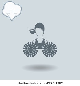 Dance group support icon with shadow. Cloud of download with arrow.