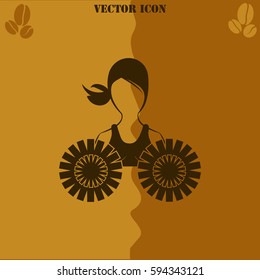 Dance group support vector  icon. Coffee symbol background.