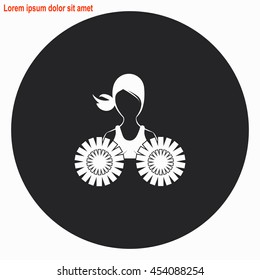 Dance group support web icon. Gray circle button with white illustration.