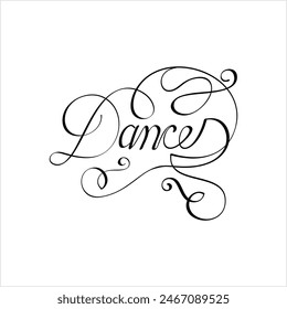 Estilo de la pluma de tinta dibujada a mano de la danza, ilustración de Arte vectorial manuscrita de la palabra de baile