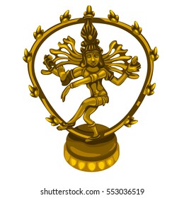 The dance of the Hindu God Shiva isolated on a white background. Vector illustration close-up.
