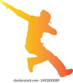 Dance Hip Hop Silhouette with Gradient Colors. Vector Silhouette