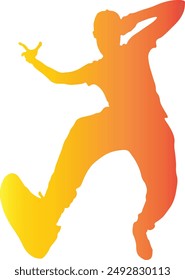 Dance Hip Hop Silhouette with Gradient Colors. Vector Silhouette