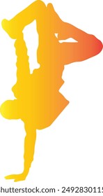 Dance Hip Hop Silhouette with Gradient Colors. Vector Silhouette